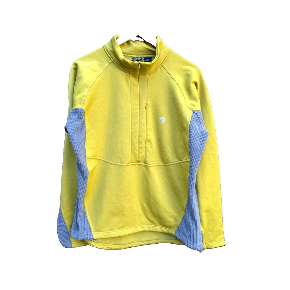 Mountain Hardwear Pullover Fleece Mens XL Yellow 1/2 Zip Hiking Activewear Layer